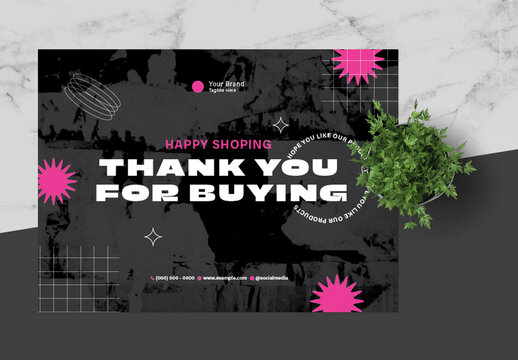 Black and Pink Brutalism ThankYouCard