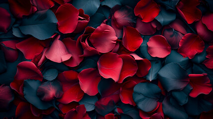 Red and black rose petals background