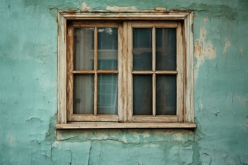 Dilapidated Old window frame. Wooden rustic. Generate Ai
