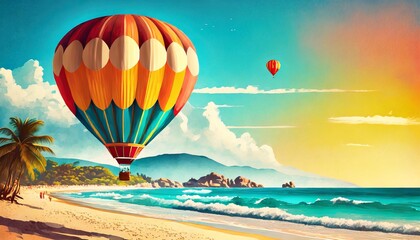 Fototapeta premium hot air balloon on the beach