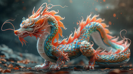 Fototapeta premium Traditional 3d chinese dragon illustration, chinese new year celebrations