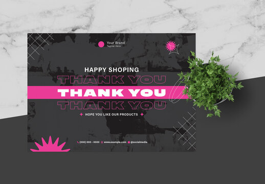 Black and Pink Brutalism ThankYouCard