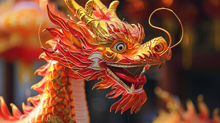 Obraz premium Traditional 3d chinese dragon illustration, chinese new year celebrations