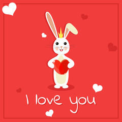 Happy Valentine's Day. I love you. Bunny with a heart. 
