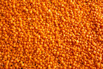 Uncooked red lentils. Red lentils background