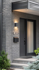 Fototapeta premium Contemporary Home Entrance with Textured Grey Wall