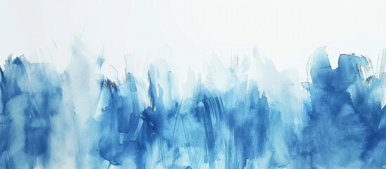 Blue paint brush strokes in watercolor isolated