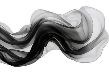 3D illustration of black white waves look like smoke isolated on a Transparent background. Generative AI