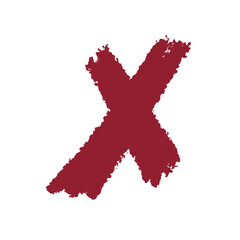 crossed out, Xed out, crimson, eroded