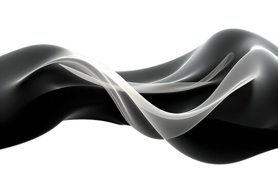 3D illustration of black white waves look like smoke isolated on a Transparent background. Generative AI