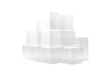 Cube Box Exhibition Stand. 3D rendering isolated on a Transparent background. Generative AI