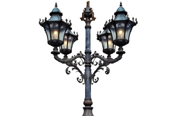 Old Street Lamp isolated on a Transparent background. Generative AI