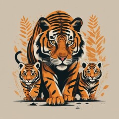 Obraz premium flat logo of a Bengal tiger The Teacher