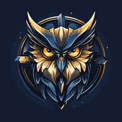 Owl head mechanical logo vector symbol illustration