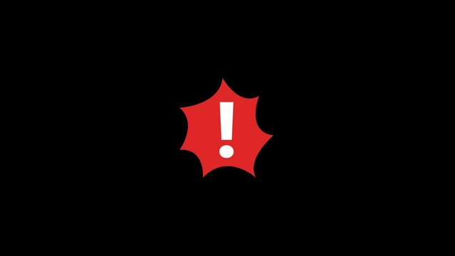 Exclamation mark animation with transparent background for video creation. Alpha channel