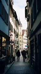 Fototapeta na wymiar Zurich alleyway, tourism (generative AI)