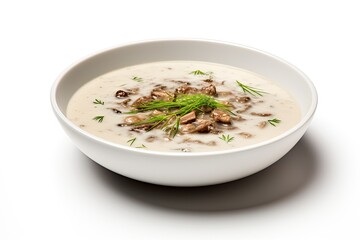 Beef soup closeup isolated on white background