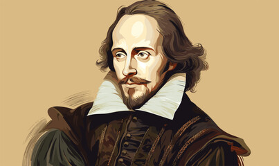 William Shakespeare vector illustration isolated - - obrazy, fototapety, plakaty