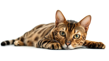 Bengal Beauty: A Captivating Close-Up of a Bengal Cat on a Crystal-Clear Background