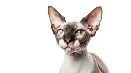 Wrinkled Wonder: A Detailed Close-Up of a Sphynx Cat on a Transparent Background
