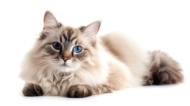 Gentle Giant: A Photo of a Loving Ragdoll Cat on a Pure White Background