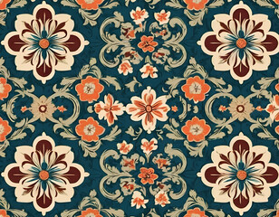 Vintage Wallpaper Floral Pattern of 18th Century Wallpaper linoleum abstract texture background. Decorative wall paint.	