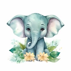 Adorable Illustrated Baby Elephant