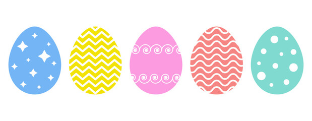 Vector set of decorated colorful Easter eggs icons 
