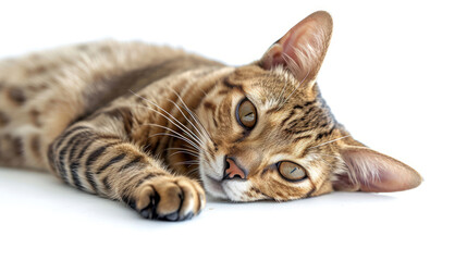 Fototapeta premium An Ocicat Cat Captures the Spotlight with Striking Markings
