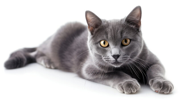 A Photo of a Charteux Cat Isolated on a Clear Background