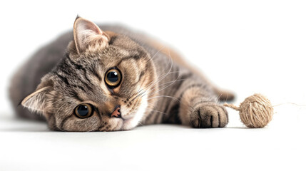 Feline Frolics: A Playful Scottish Fold Kitten Isolated on a Crystal-Clear Background