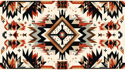 Native American Ethnic style abstract Navajo geometric tribal vector seamless pattern background - obrazy, fototapety, plakaty