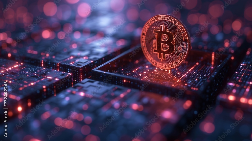 Poster as bitcoin's value plummets, a stunning image captures its descent into a digital abyss, highlightin