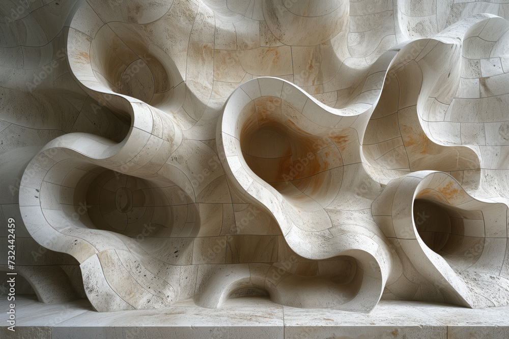 Poster abstract parametric concrete facade. background image. created with generative ai technology