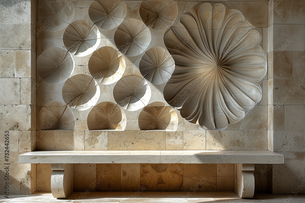 Poster abstract parametric concrete facade. background image. created with generative ai technology