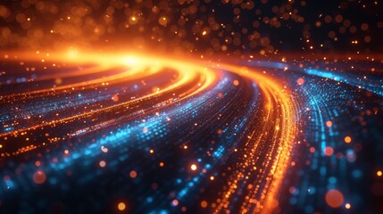 Obraz premium Step into a world where vibrant frequencies and complex algorithms create a digital matrix of innovation and connectivity, illuminating the future of technology.
