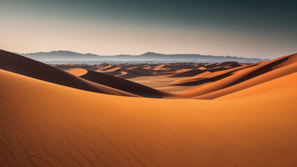 view of a desert with a few hills in the distance,