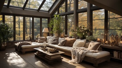 Sunroom with Panoramic Views and Cozy Seating