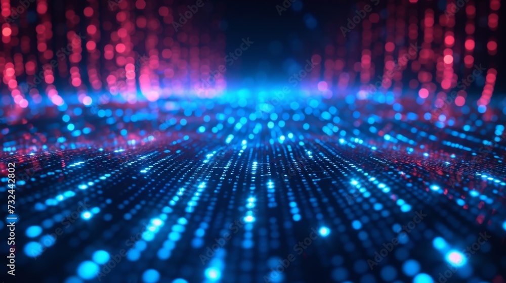 Poster explore the dazzling matrix of a cybernetic future, where algorithms optimize our digital world and 