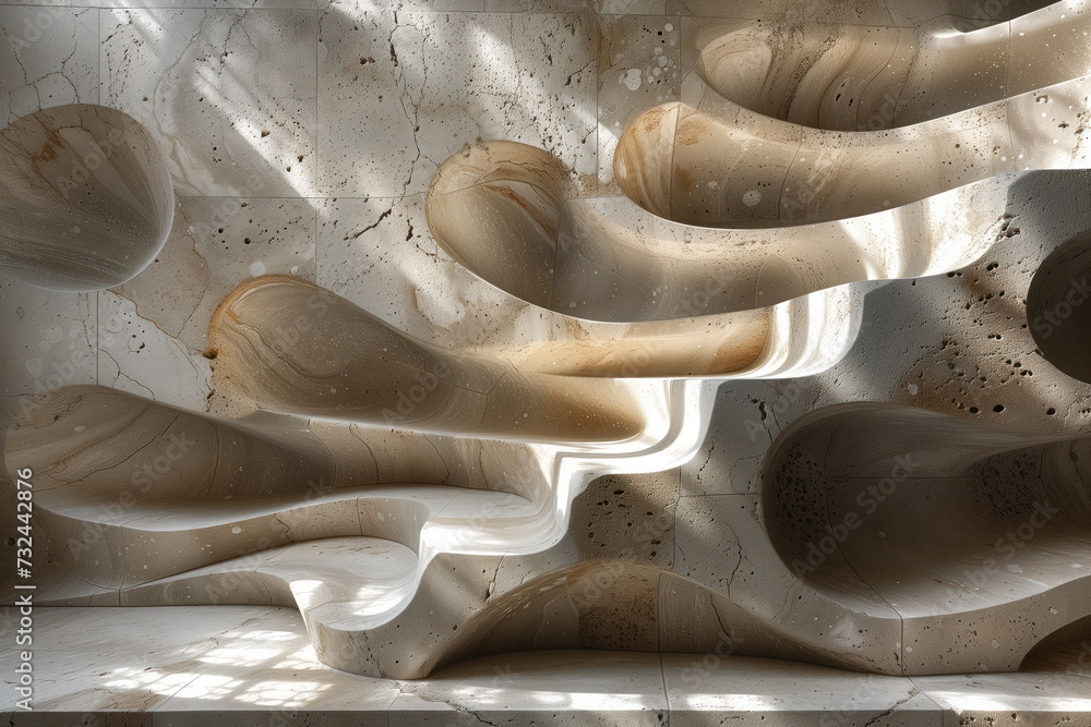 Poster abstract parametric concrete facade. background image. created with generative ai technology