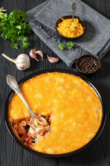 cheesy chicken rice salsa casserole in baking dish