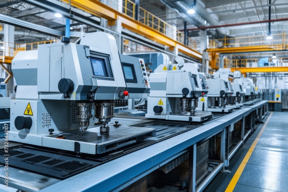 Poster the factory's ai-powered robotic arms use advanced technology to create diverse, high-quality metal 