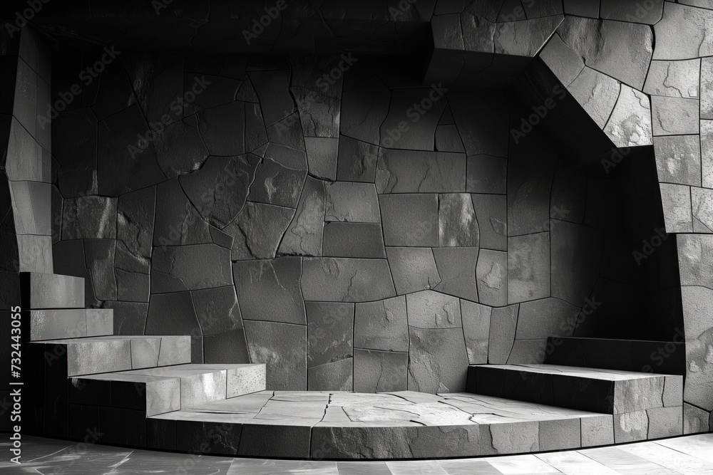 Poster abstract parametric concrete facade. background image. created with generative ai technology