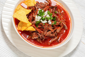 birria de res, mexican beef stew in pepper sauce