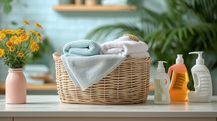 Keep your utility room tidy and efficient with a spacious wicker laundry basket for sorting linens and storing washing supplies.