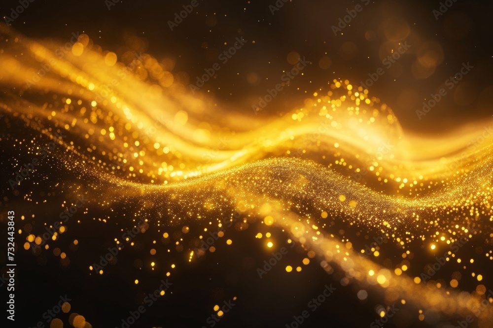 Poster experience the enchantment of our golden particle line streak trail, where every shimmering spark pr