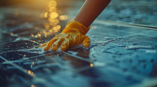 "Keep your solar panels in top shape with regular hand-washing to remove dust and debris, boosting energy efficiency and sustainable power generation."