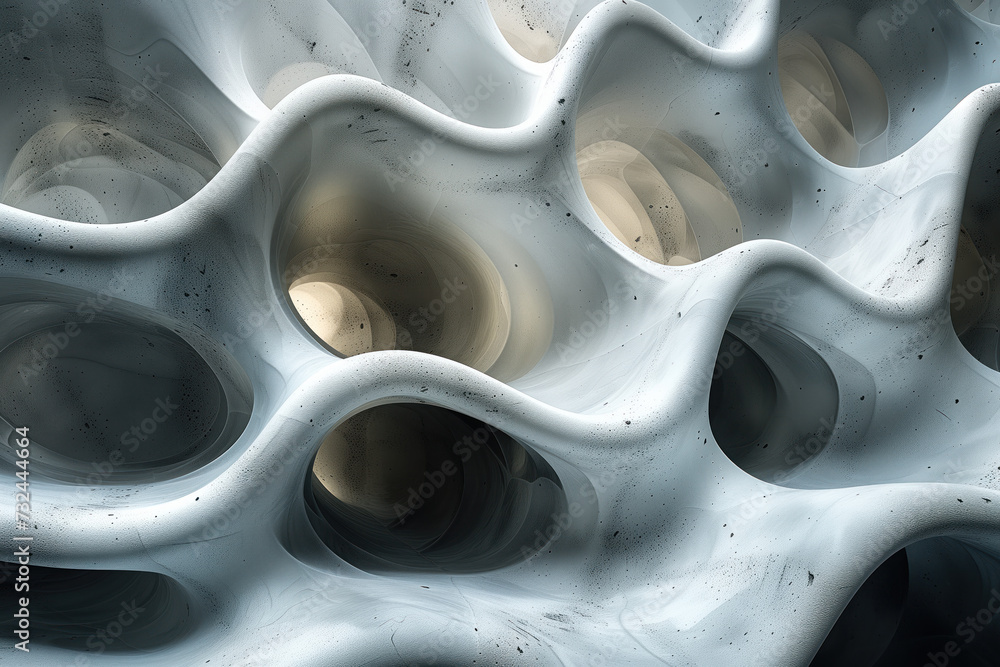 Poster abstract parametric concrete facade. background image. created with generative ai technology