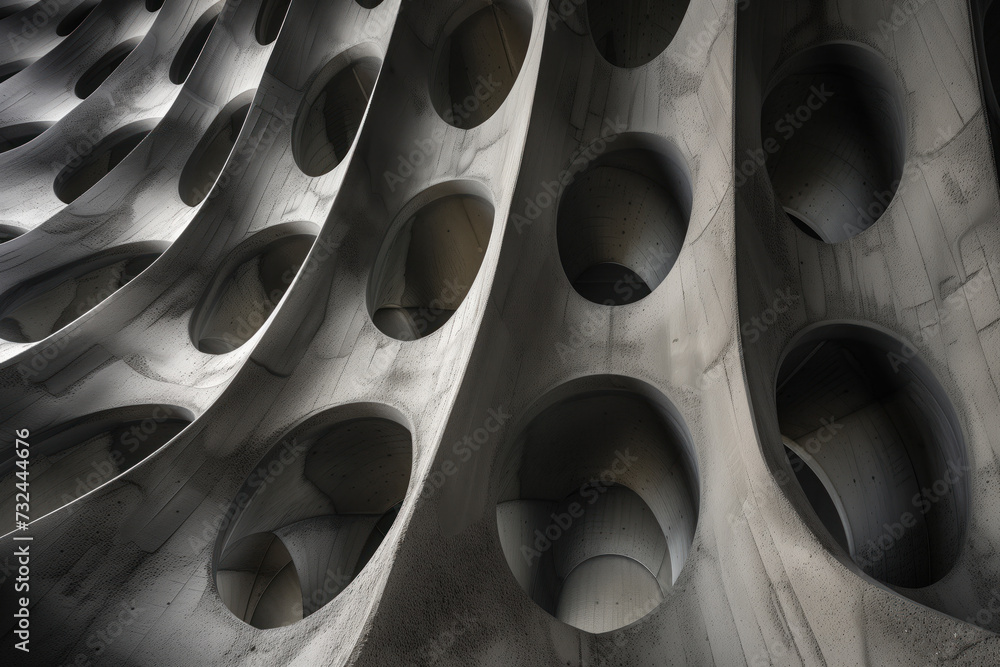 Poster abstract parametric concrete facade. background image. created with generative ai technology