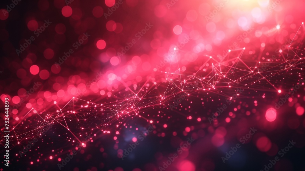Poster experience the fusion of art and technology with our red-themed digital background, featuring a comp